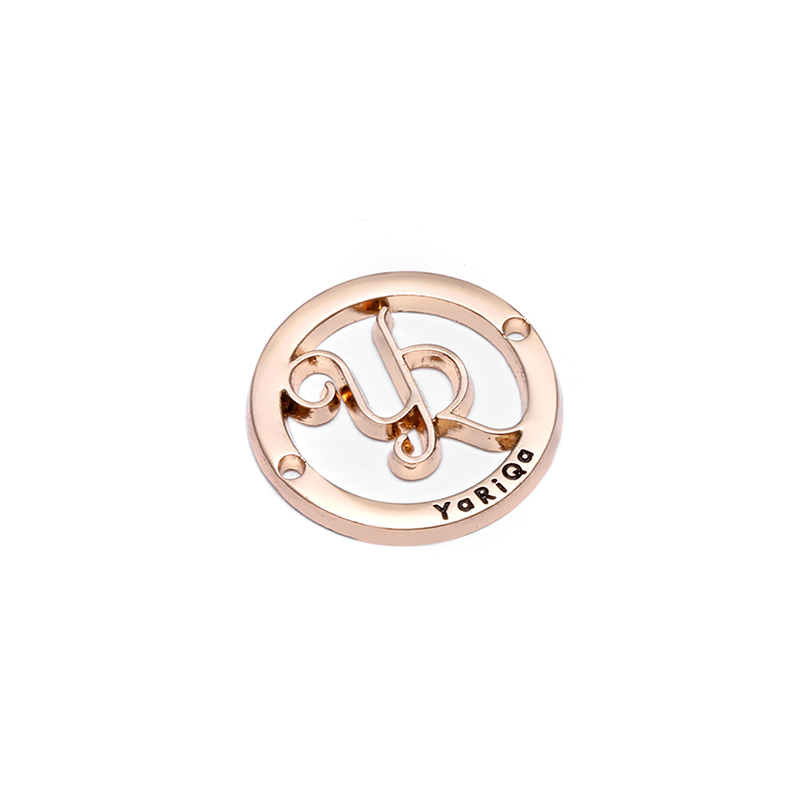 Rose Gold Hollow Round Metal Label for Scarf Logo Custom Supplier