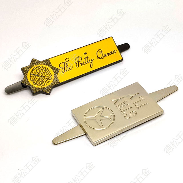 Simple Fashion Metal Alloy Custom Logo Metal Label Pins for Clothing Garment Decoration