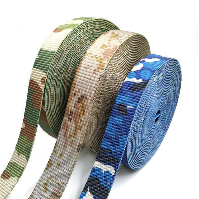 Camouflage Nylon Webbing 2.5CM Printed Flat Pit Pattern Nylon Strap Tactical Belt Seat Belt Luggage Accessories