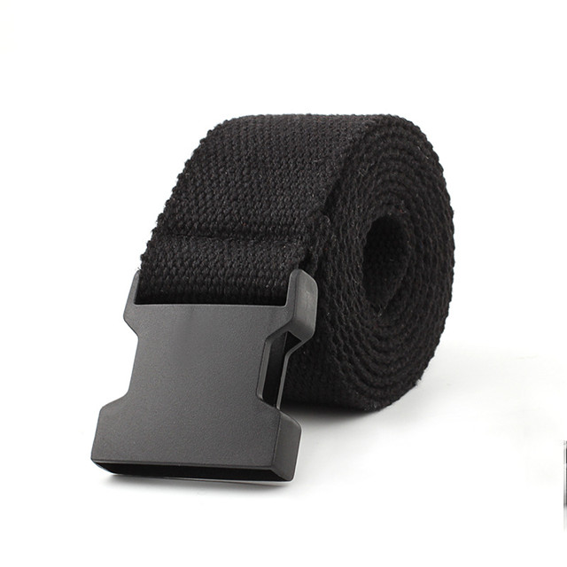 Wholesale Custom Logo Fashion Solid Color Canvas Belt for Men Ladies Plastic Buckle Belt Manufacturer