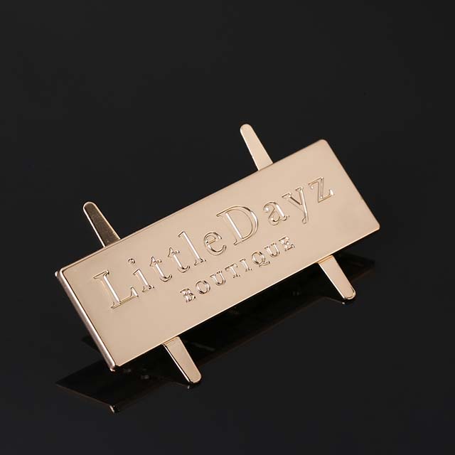 LOGO8 For handbag wallet luggage gold color rectangle shape custom metal logo label