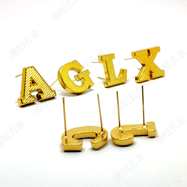 2019 Creative Long Pin DIY Gold Custom Alloy Metal Spell Logo Label