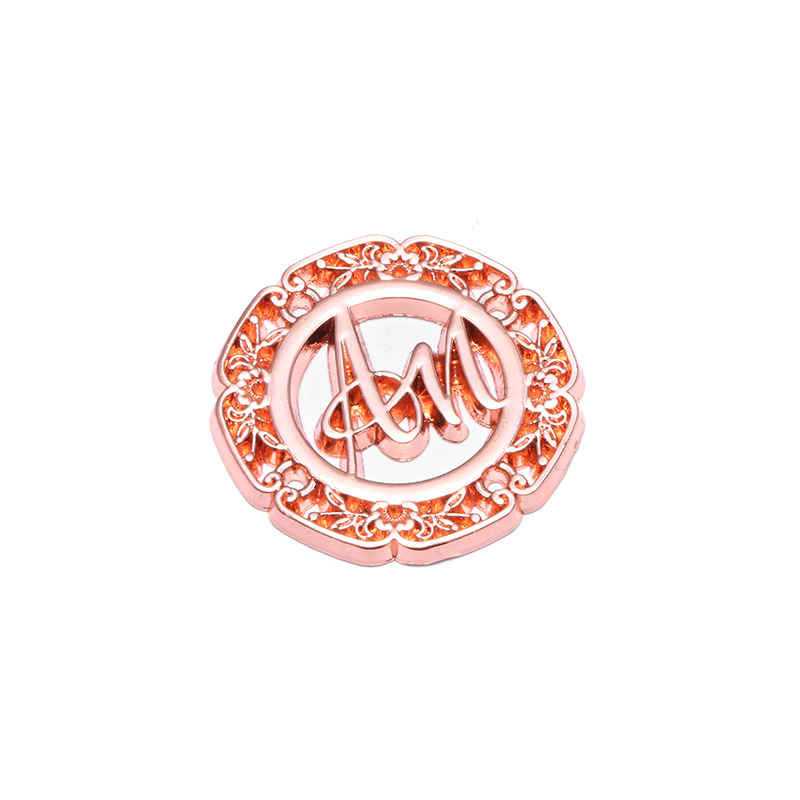 Rose Gold Hollow Round Metal Label for Scarf Logo Custom Supplier