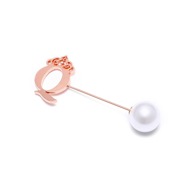 Simple Design Jewelry Brooch Safety Pin Style Metal Alloy Pearl Brooch