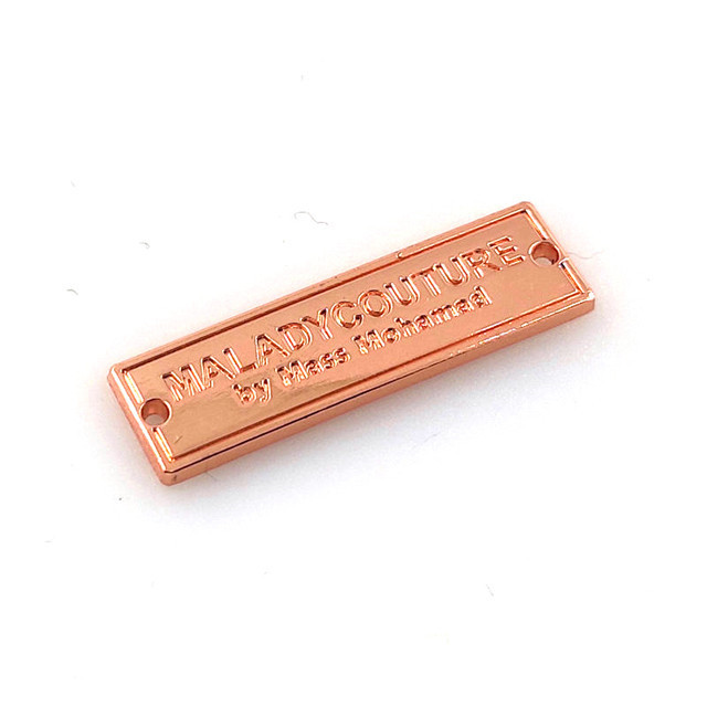 Customizable gold engraved sewing alloy metal nameplate label for clothing